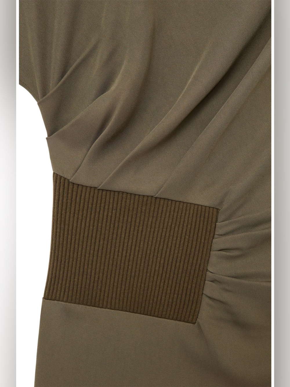 Reiss Etta Rib Detail Drape Dress Midi Olive Khaki Green Size 0 NWOT - Picture 6 of 7
